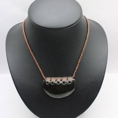 NZ Greenstone Tangiwai Flower Pounamu Breast Plate Necklace BP290