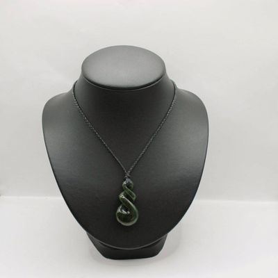 NZ Greenstone Pounamu Pikorua Double Twist Necklace  T201