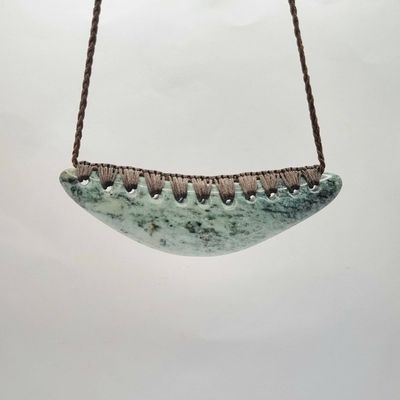 NZ Greenstone Pounamu Breast Plate Necklace  EBP30