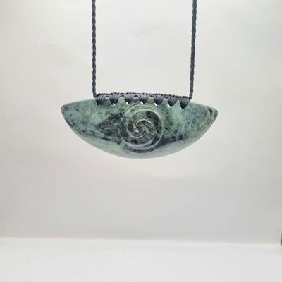 NZ Pounamu Breast Plate with Koru  Necklace BPK44
