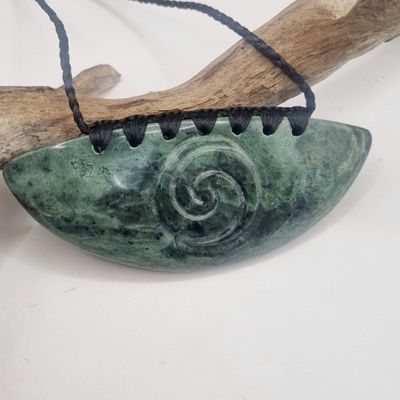 NZ Pounamu Breast Plate with Koru  Necklace BPK44