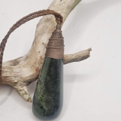 NZ Greenstone Pounamu Roimata Necklace   ROI 22