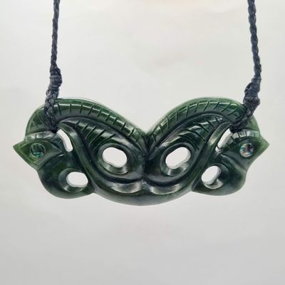 NZ Greenstone Large Pekapeka Chest Plate Pounamu PEK