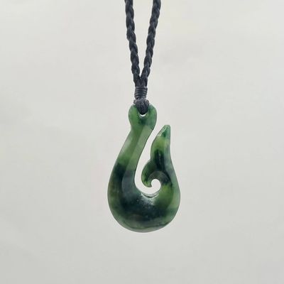 NZ Greenstone Medium Hei Matau Fish Hook Pendant - Pounamu
