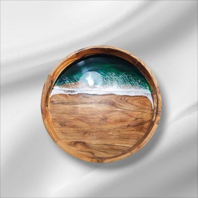 Green Ocean Inspired Round Tray