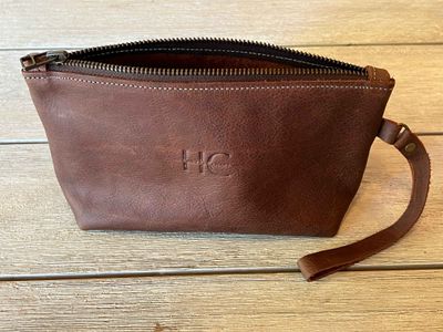 Leather Zipper Clutch Bag