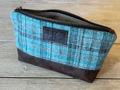 Fabric and Leather Zipper Pouch