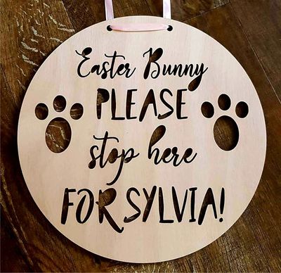 Easter Bunny please stop here sign