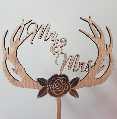 Mr &amp; Mrs Antlers/ Flower cake topper