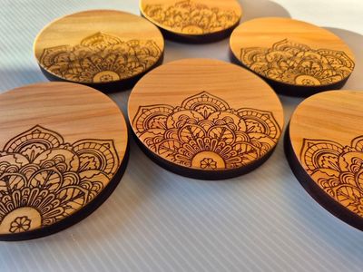 Mandala solid wood coasters