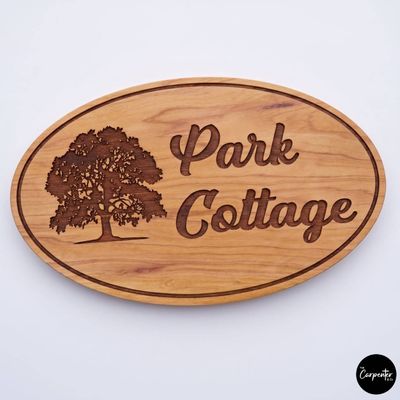 Customised door sign Oval ( solid timber)