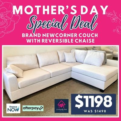 SALE! Grace Corner Couch with Reversible Chaise - Cream/Beige