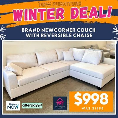 SALE! Grace Corner Couch with Reversible Chaise - Cream/Beige