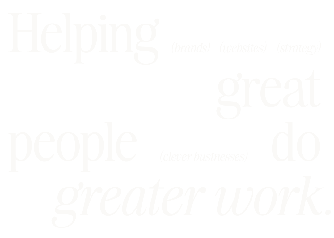 Helping great people do greater work text.