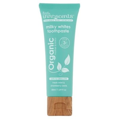 Little Innoscents Organic Milky White Toothpaste Mint &amp; Strawberry 80ml