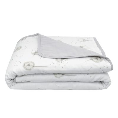 Living Textiles Organic Muslin Pram Blanket Dandelion/Grey