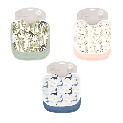 All4Ella Roll Neck Bib 2pk Assorted Designs