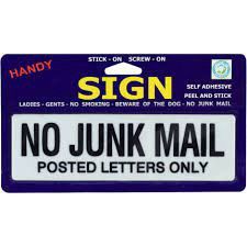 No Junk Mail Posted Letters Only Sign Adhesive