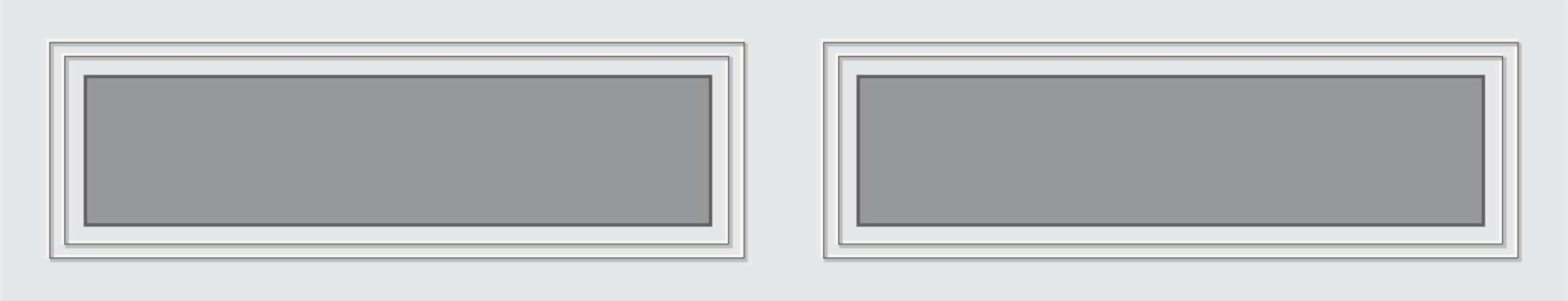 An illustration of the double press - Somerset garage window style. Garage window is rectangular, repeating across the width of the garage door