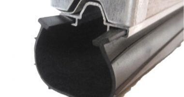 Photo of a garage door weather seal fitted to the bottom of a garage door