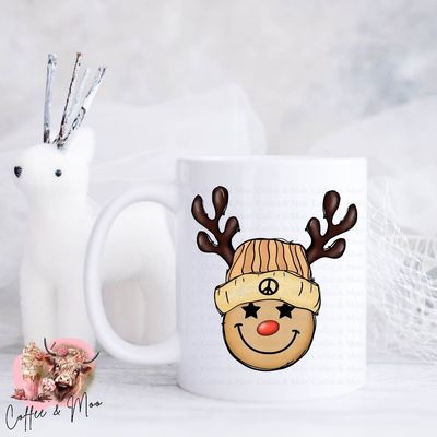 Tan Smiley Reindeer Mug Or Tumbler