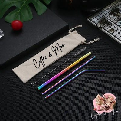 Rainbow Stainless Steel Straw Set