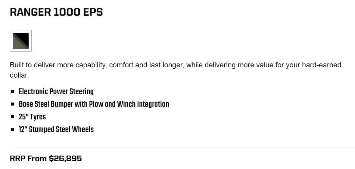 Ranger 1000 EPS Features 