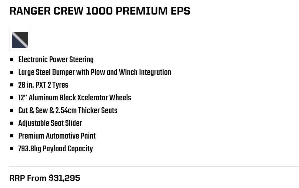Ranger Crew 1000 Premium EPS Features