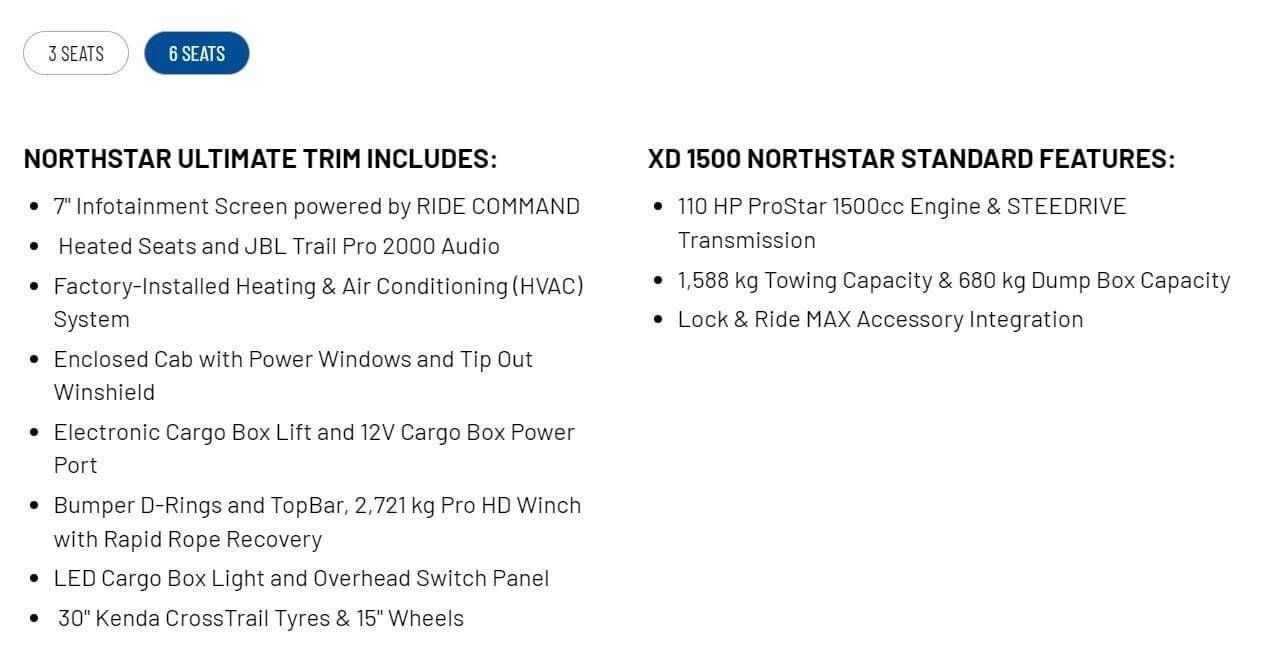 2024 Ranger Crew XD 1500 Northstar Edition Ultimate Features