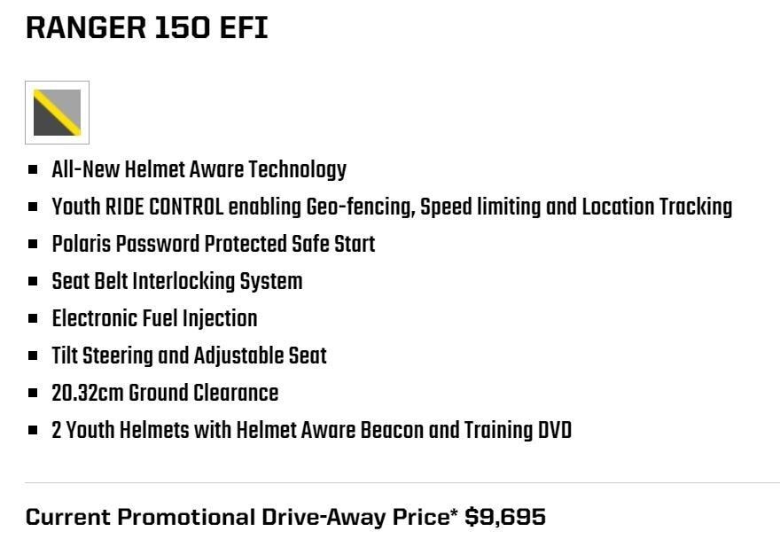 Ranger 150 EFI Features 
