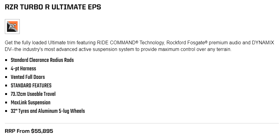 RZR Turbo R Ultimate EPS Features 