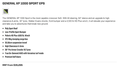 General XP 1000 Sport EPS | The Tractor Centre