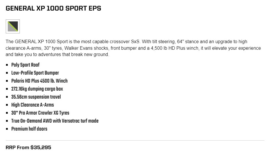 General XP 1000 Sport EPS