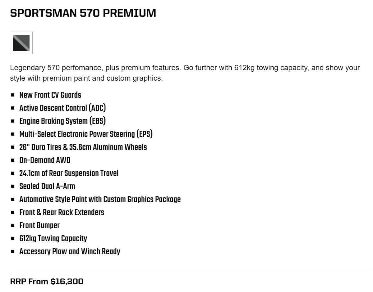 Sportsman 570 Premium Features