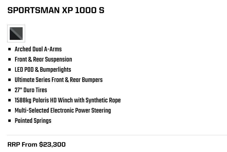 Sportsman XP 1000 S EPS Features