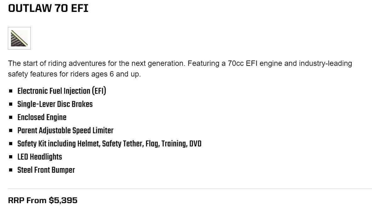 Outlaw 70 EFI Features 