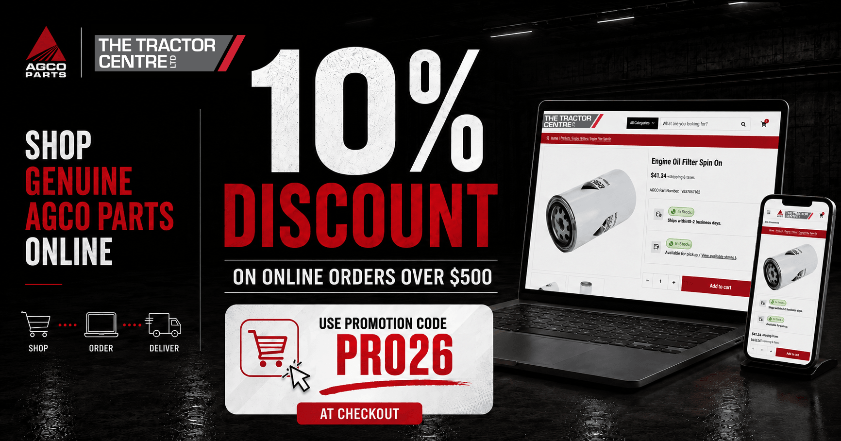 Save 10% on Genuine AGCO Parts Online.