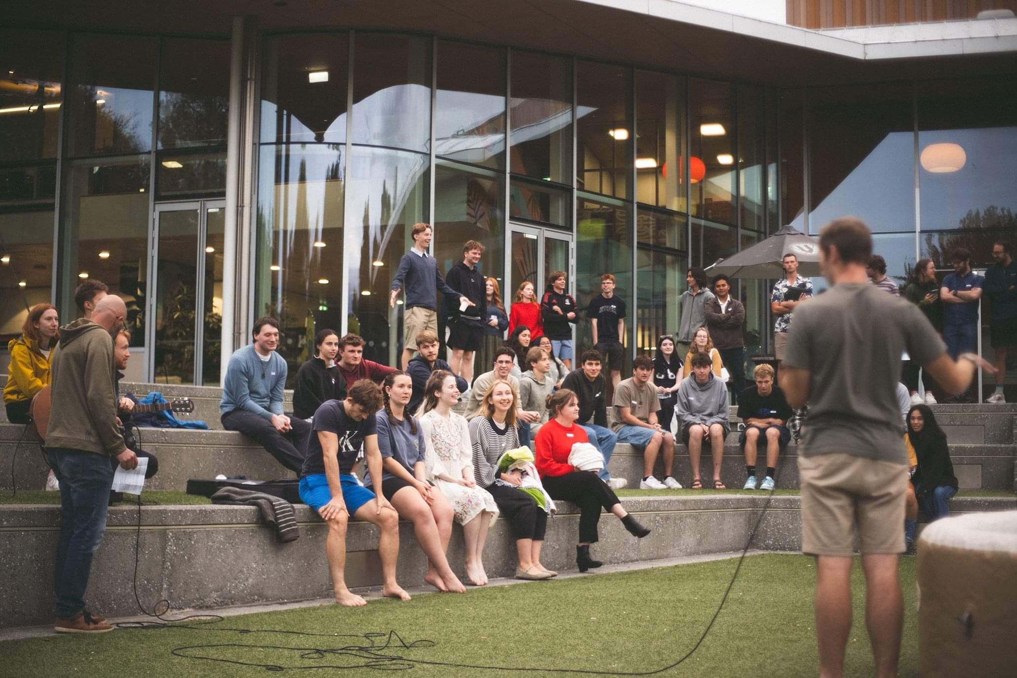 Group of university students walking in Port Hills Christchurch