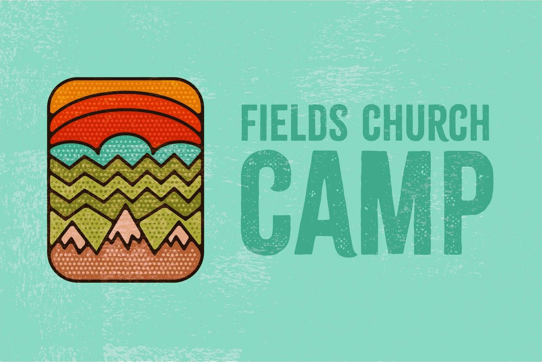 Fields Church Camp with mountain and sky sunset logo