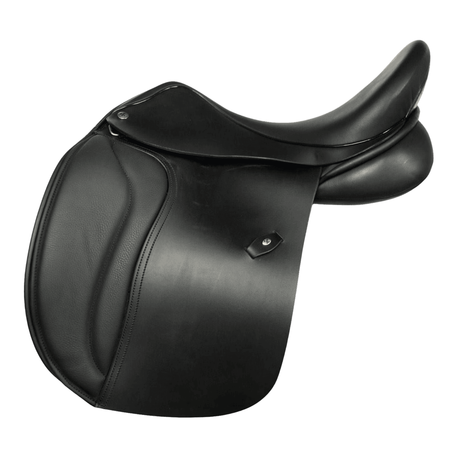 Brown Saddle and Tapestry Girth on a saddle blanket and white fence