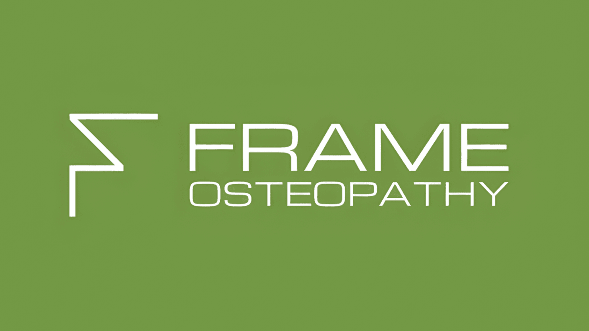 Logo of Frame Osteopathy and portrait photo of Julia Carlé, registered osteopath