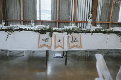 &#039;Mr &amp; Mrs&#039; Burlap Table Sign