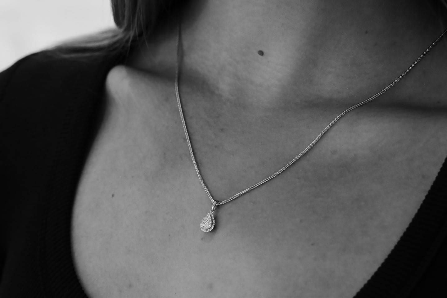 Product photo of diamond necklace from small business