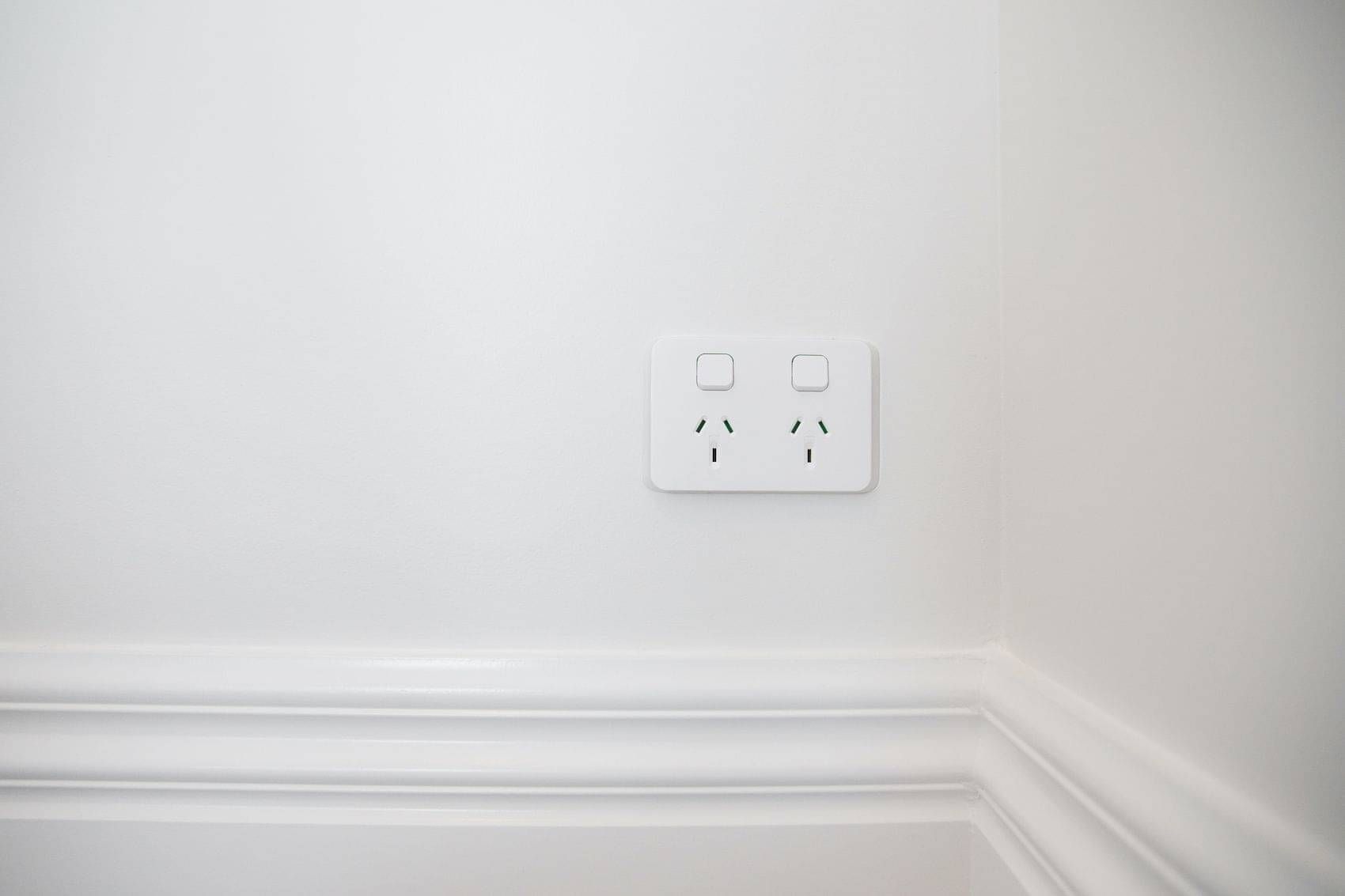 Modern residential power point installed by Tindalls Electrical