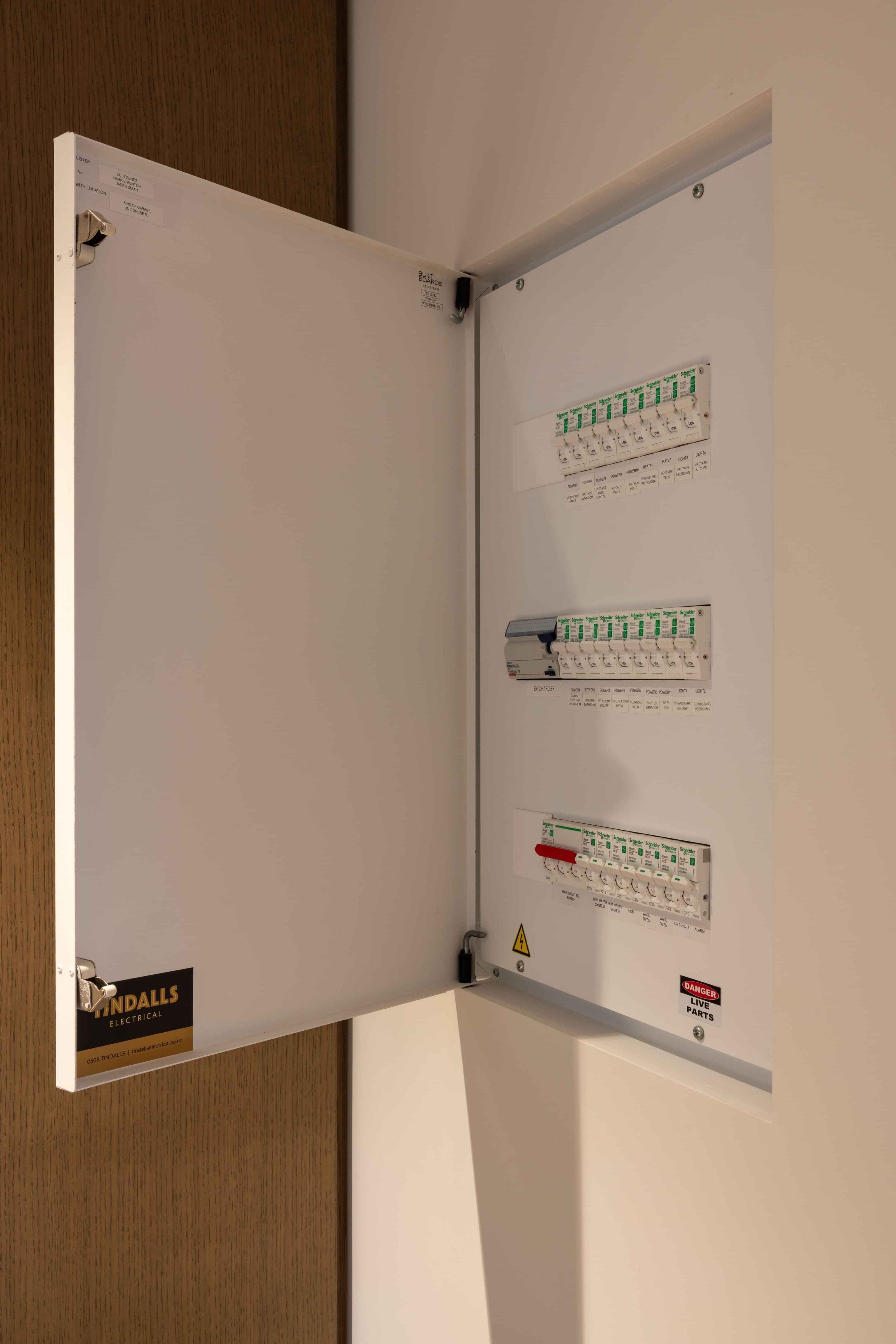 Modern residential switchboard at Auckland home
