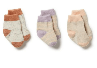 ORGANIC 3 PACK SOCKS - CREAM TAN