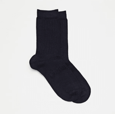 MENS MERINO WOOL PLAIN CREW SOCKS - NAVY