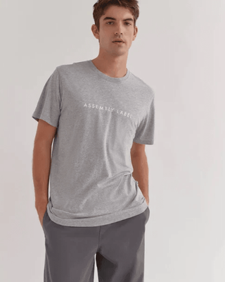 LOGO TEE MENS - GREY MARLE/WHITE