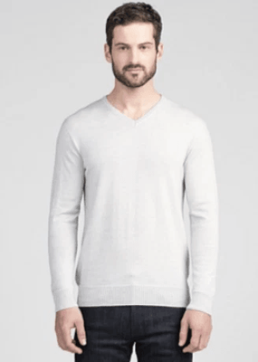 SIMPLE MERINO VEE - LIGHT SILVER