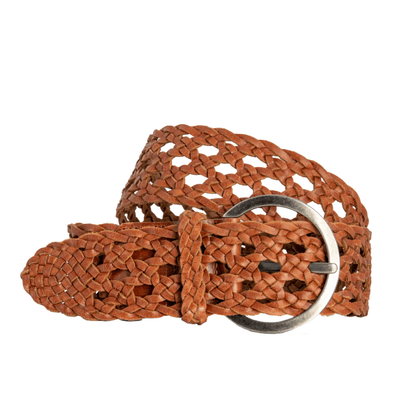 BOSTON BRAID LEATHER BELT - TAN